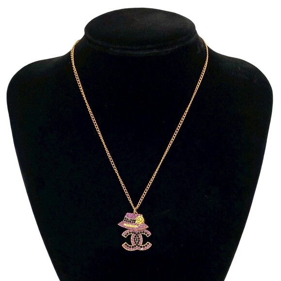 CHANEL Black Logo Necklace